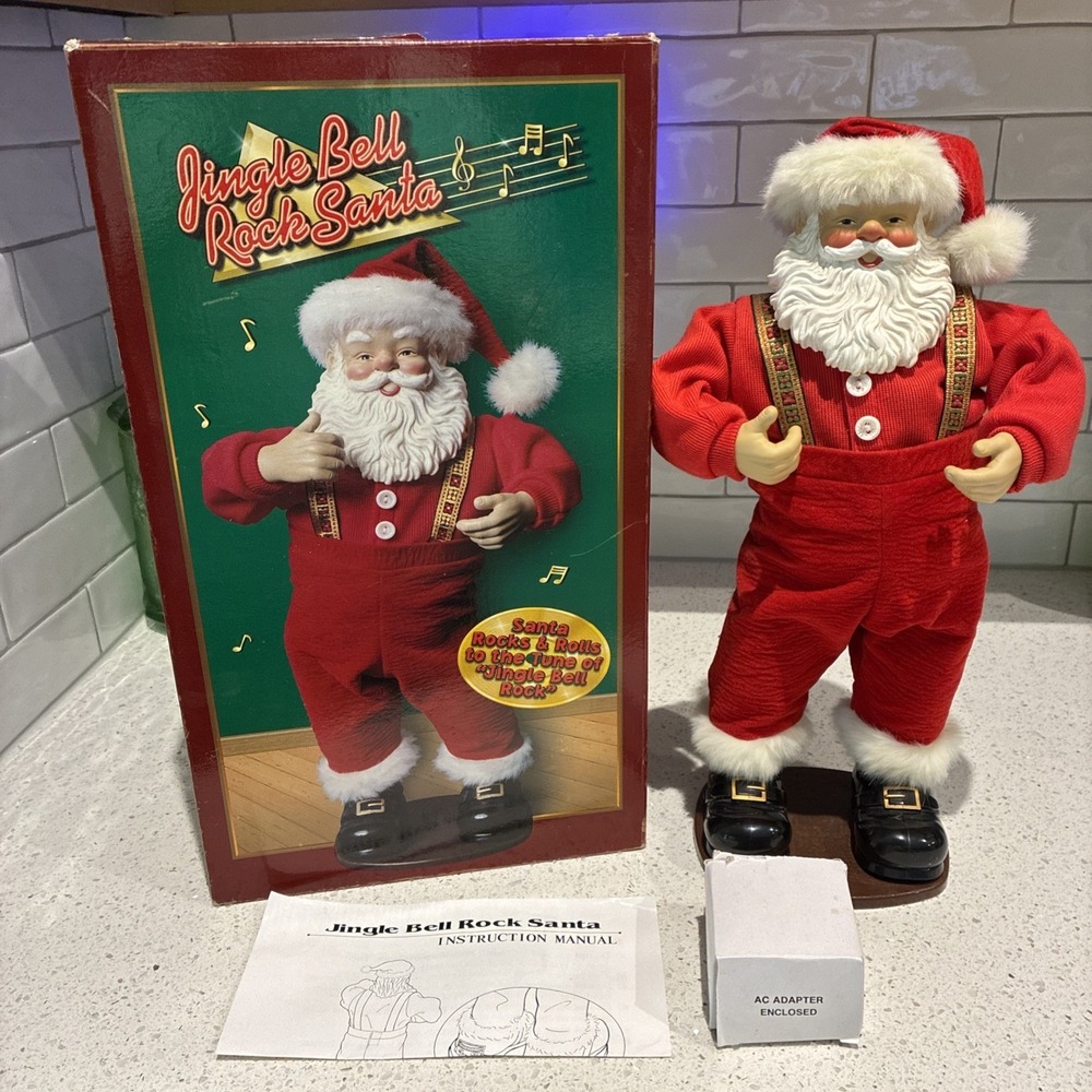 Jingle Bell Rock Santa 16" With AC Adapter in Original Box. Tested Works